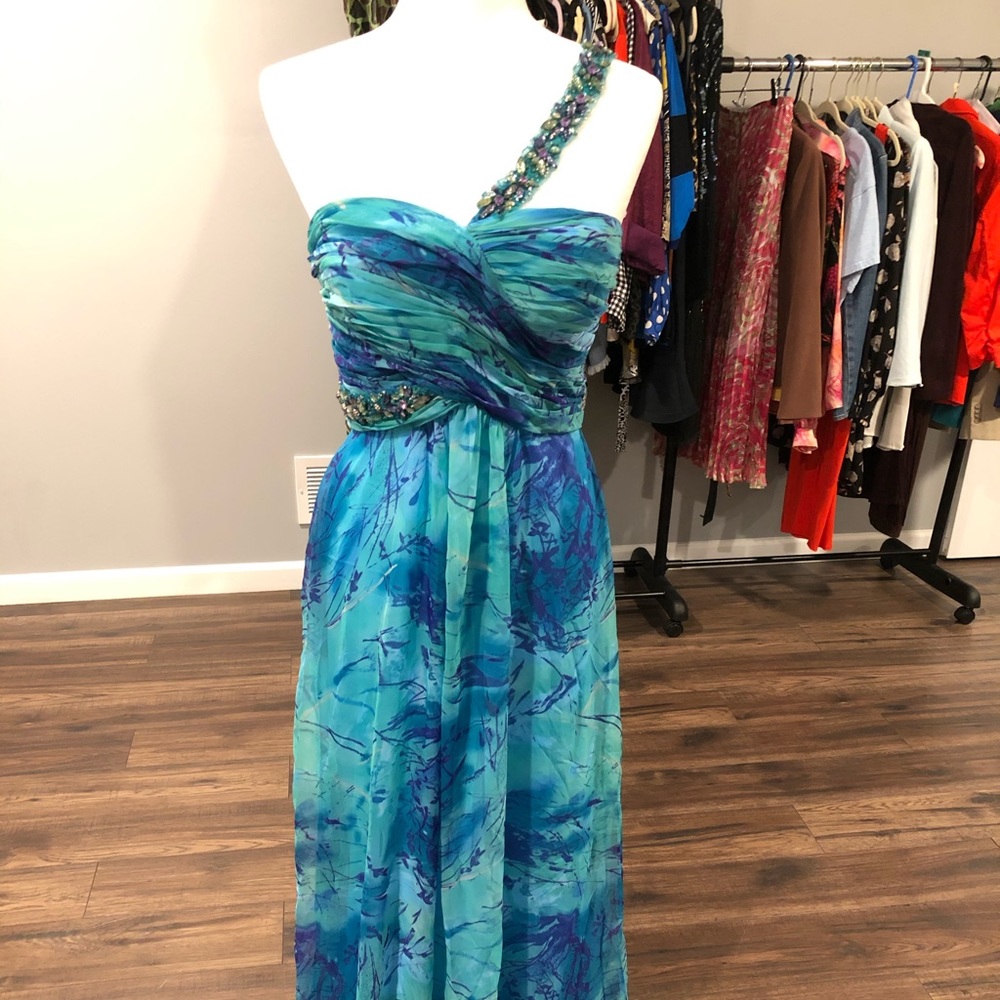 NWT Aqua Print Cachè Chifon Dress